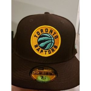 Toronto Raptors Hat Cap Burnt Wood 59Fifty Size 7 3/8 Brown New Era